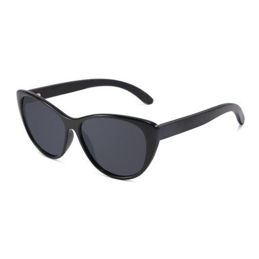 CALLIE BLACK Ladies Sunglasses Polarised Lens Wooden Arms