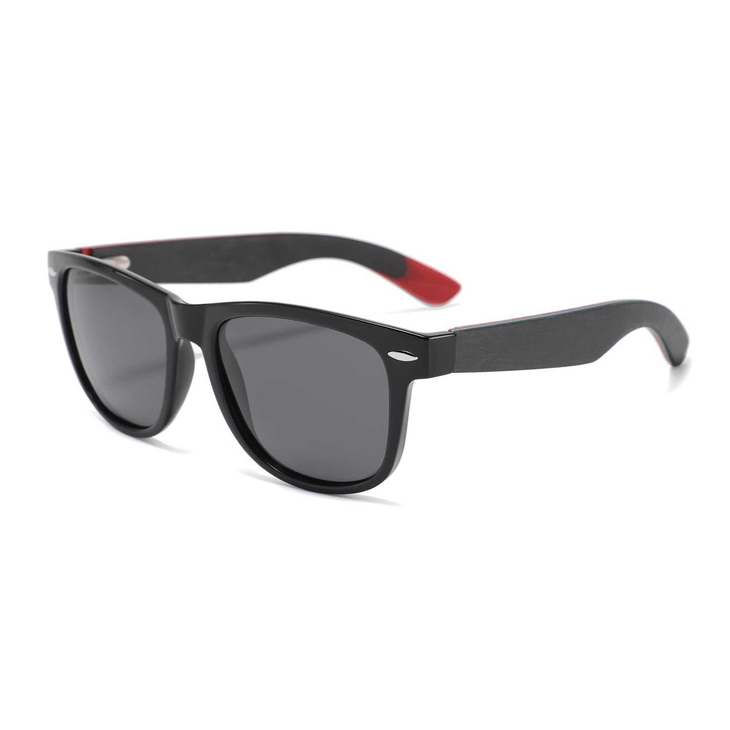 VAYA BLACK SKATEBOARD Sunglasses Polarised Grey Lens Wooden Arms