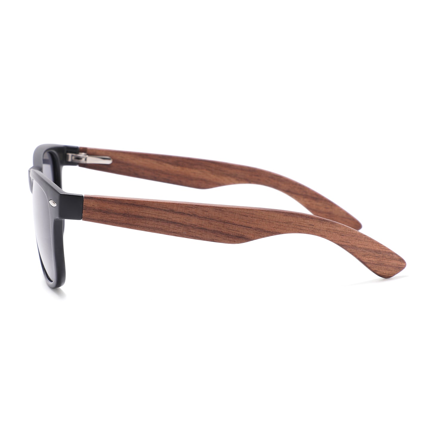 VAYA MATT BLACK Sunglasses Polarised Grey Lens Wooden Arms