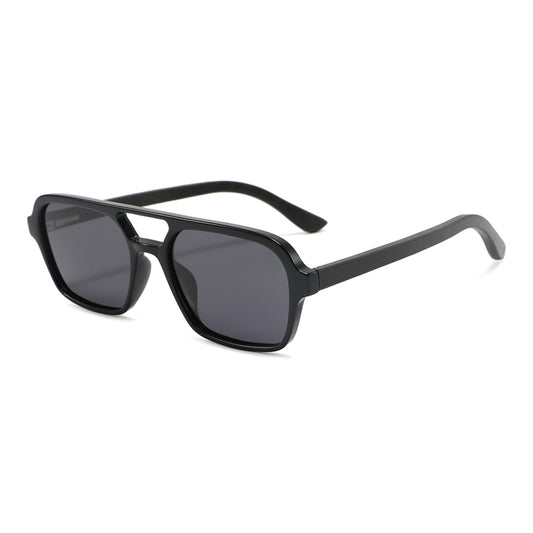 FINLEY BLACK Sunglasses Polarized Lens Trendy Wooden Arms, grey lens, ebony wooden arms.