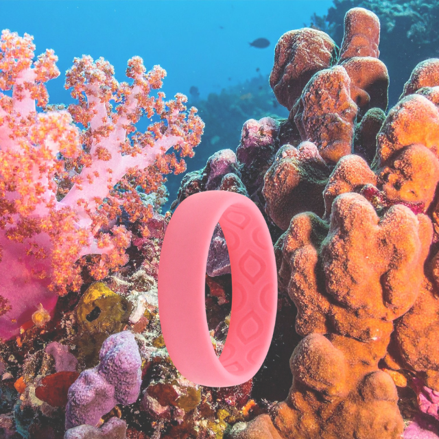 Silicone Ring 5mm Breathable Grooves Coral Pink - Hashtag Bamboo
