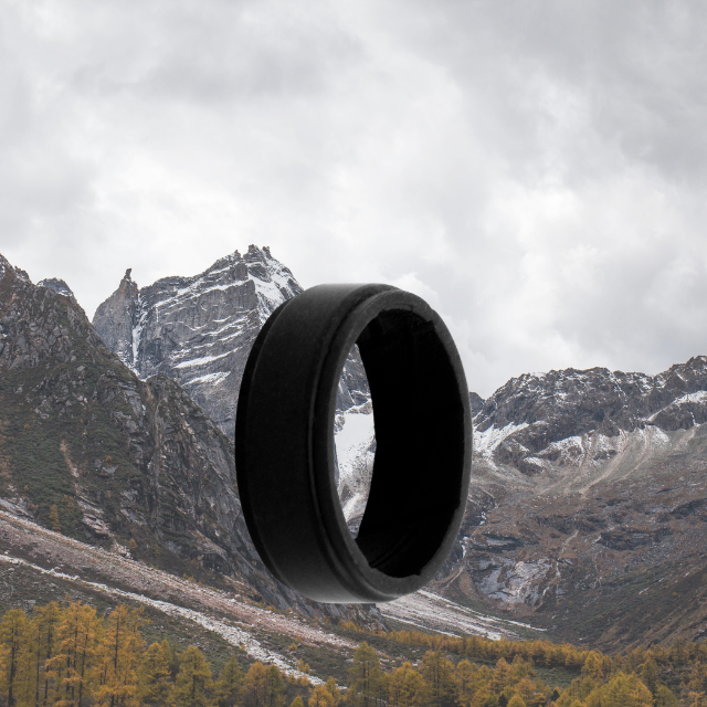 Silicone Ring 8mm Bevelled Edge Black - Hashtag Bamboo