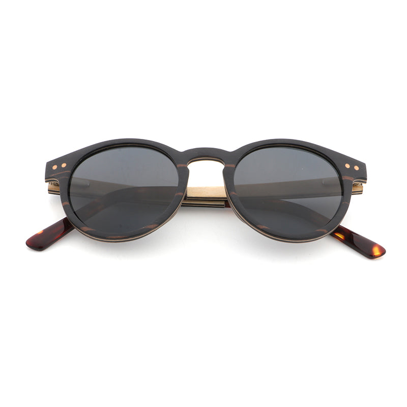 SIENNA EBONY GREY Wooden Sunglasses Polarised Lens
