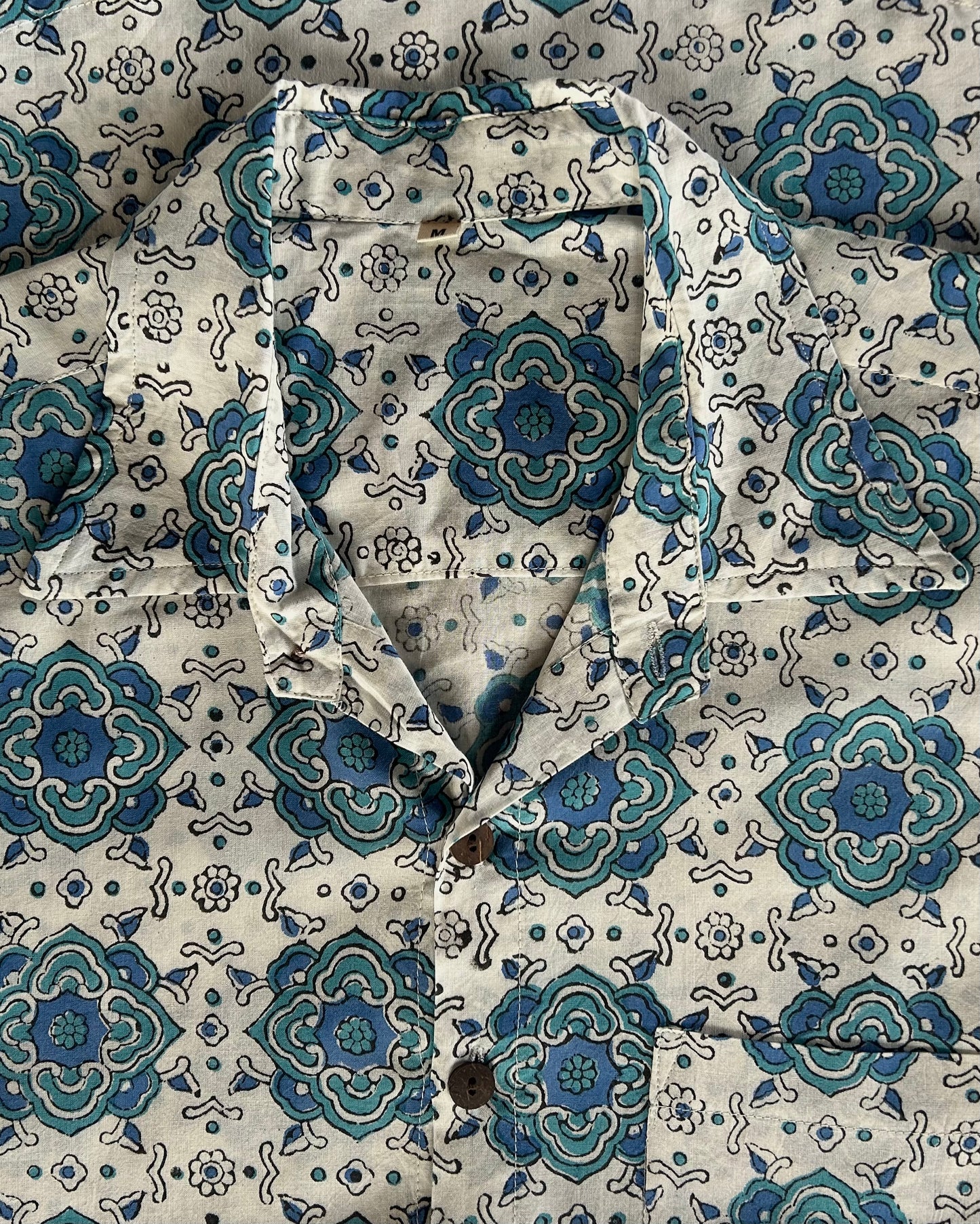 Men's Printed 100% Cotton Shirt | Blue Green Mosaic - Hashtag Bamboo