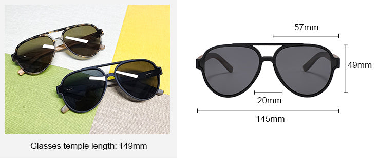 CAPRI BLACK Sunglasses Polarised Lens Wooden Arms