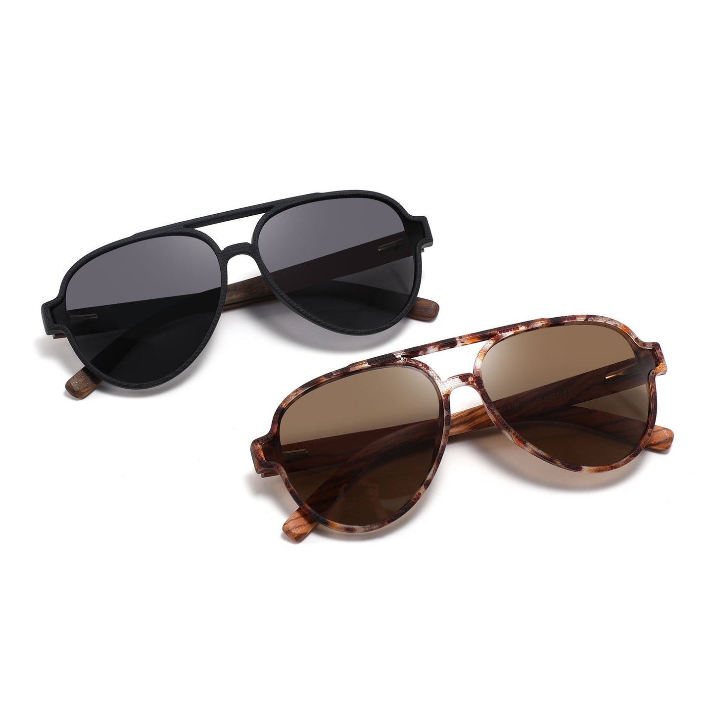 CAPRI BLACK Sunglasses Polarised Lens Wooden Arms