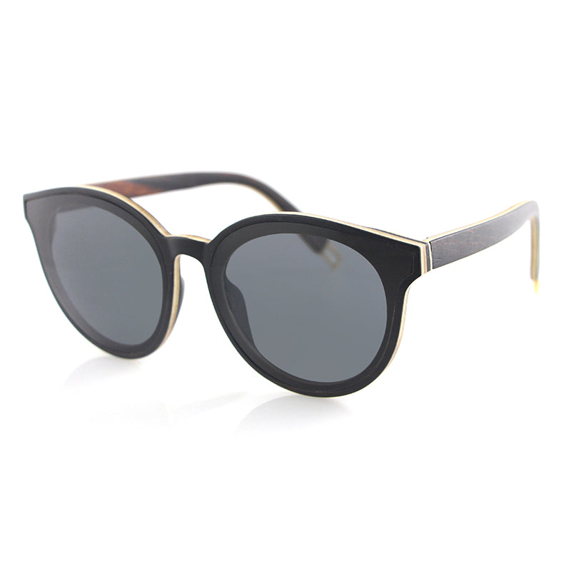 FASHIONISTA EBONY GREY Ladies Ebony Wood Sunglasses Polarised Lens - Hashtag Bamboo
