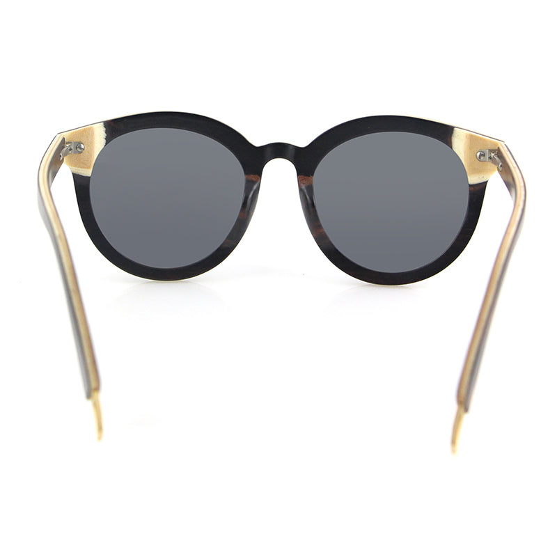 FASHIONISTA EBONY GREY Ladies Ebony Wood Sunglasses Polarised Lens - Hashtag Bamboo