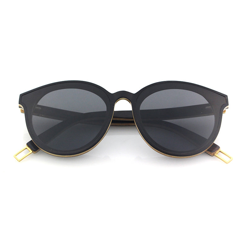 FASHIONISTA EBONY GREY Ladies Ebony Wood Sunglasses Polarised Lens - Hashtag Bamboo