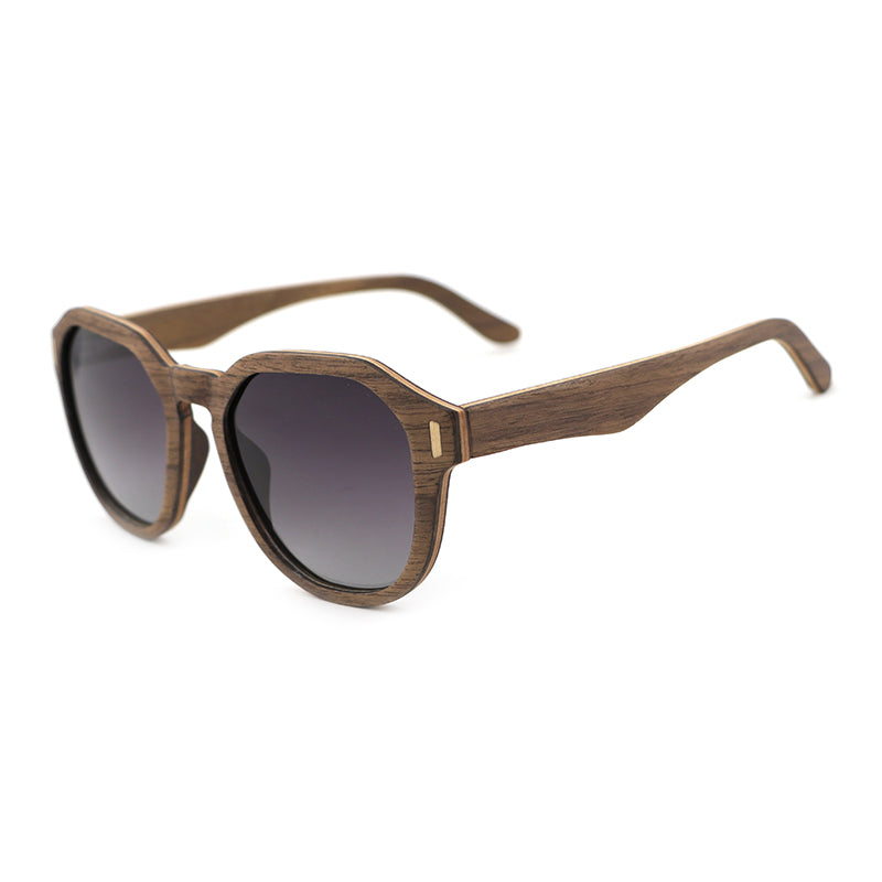 AURORA WALNUT GREY Gradient Ladies Wood Sunglasses with Polarised Lens