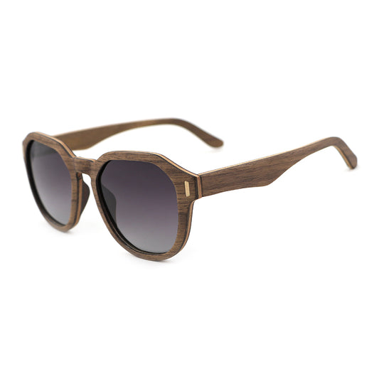 AURORA WALNUT GREY Gradient Ladies Wood Sunglasses with Polarised Lens