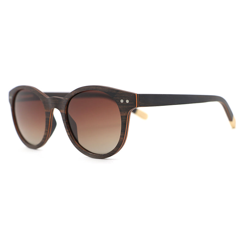 FLIRT EBONY BROWN Ladies Wooden Sunglasses Polarised Lens