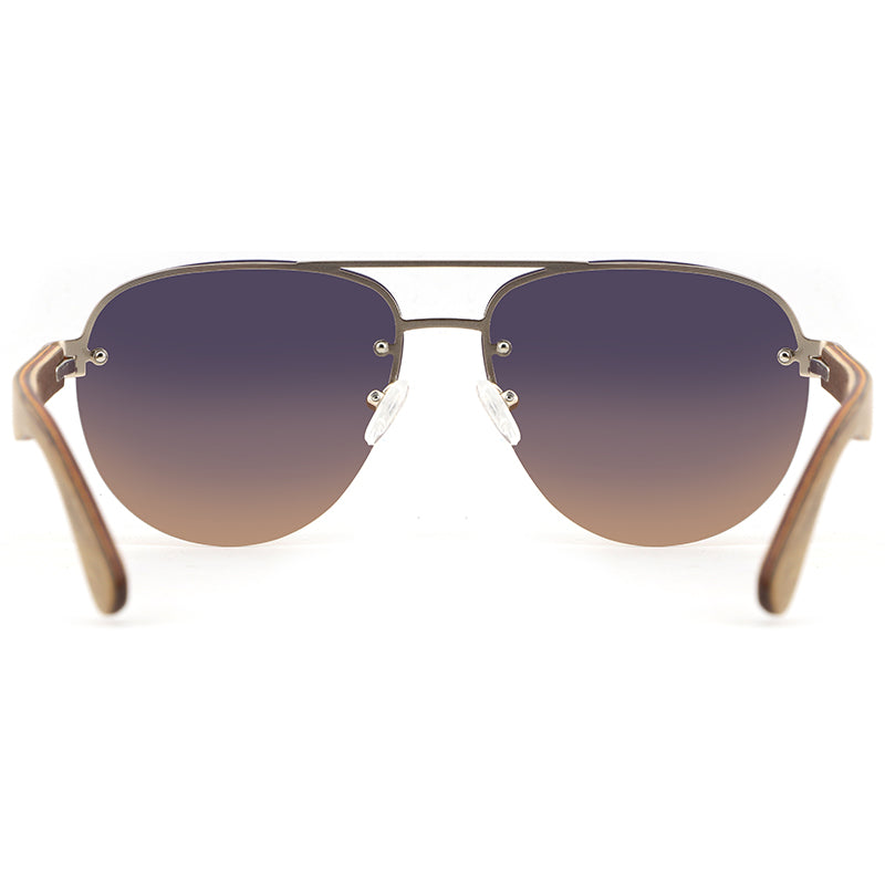 RADAR OMBRÉ Sunglasses Stainless Steel Polarised Lens Wooden Arms - Hashtag Bamboo
