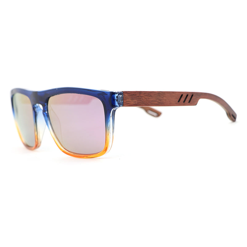 MANSHADY OMBRE PINK Men's Sunglasses Polarised Lens Wooden Arms