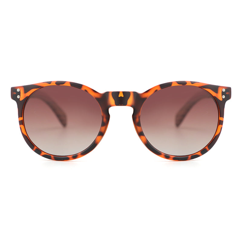 IVY BROWN Round Sunglasses Polarised Lens Wooden Arms