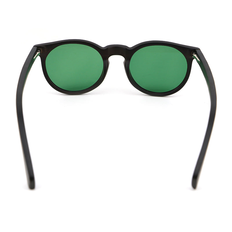 IVY GREEN Round Sunglasses Polarised Lens Wooden Arms