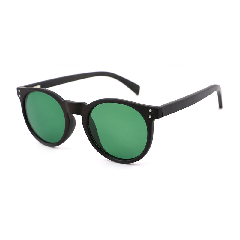 IVY GREEN Round Sunglasses Polarised Lens Wooden Arms