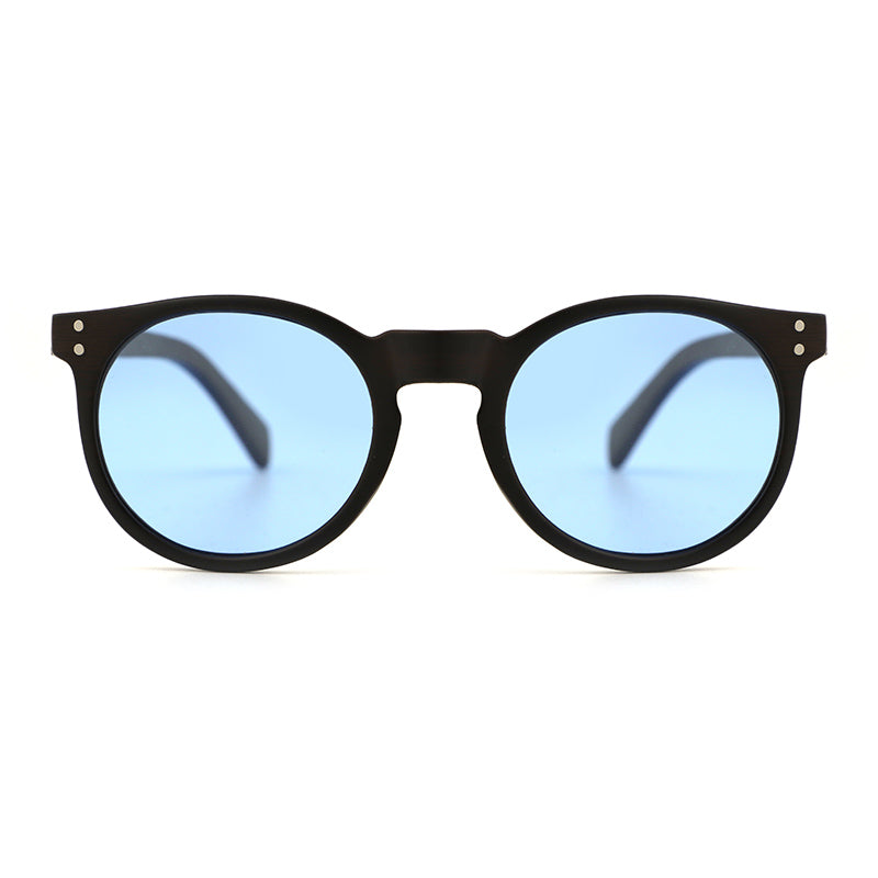 IVY BLUE Round Sunglasses Polarised Lens Wooden Arms
