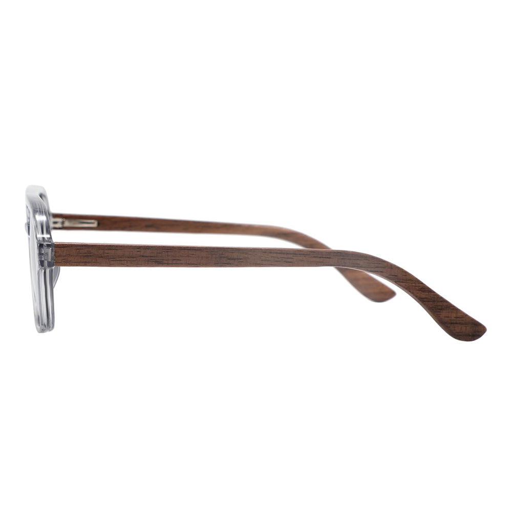 FINLEY SILVER Sunglasses Polarised Lens Trendy Wooden Arms
