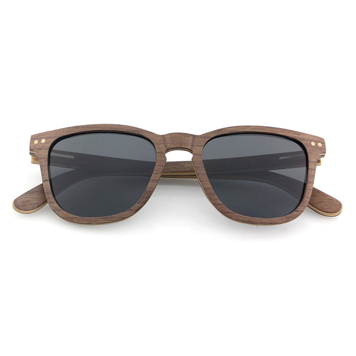 FLARE WALNUT GREY Wooden Sunglasses Polarised Lens - Hashtag Bamboo