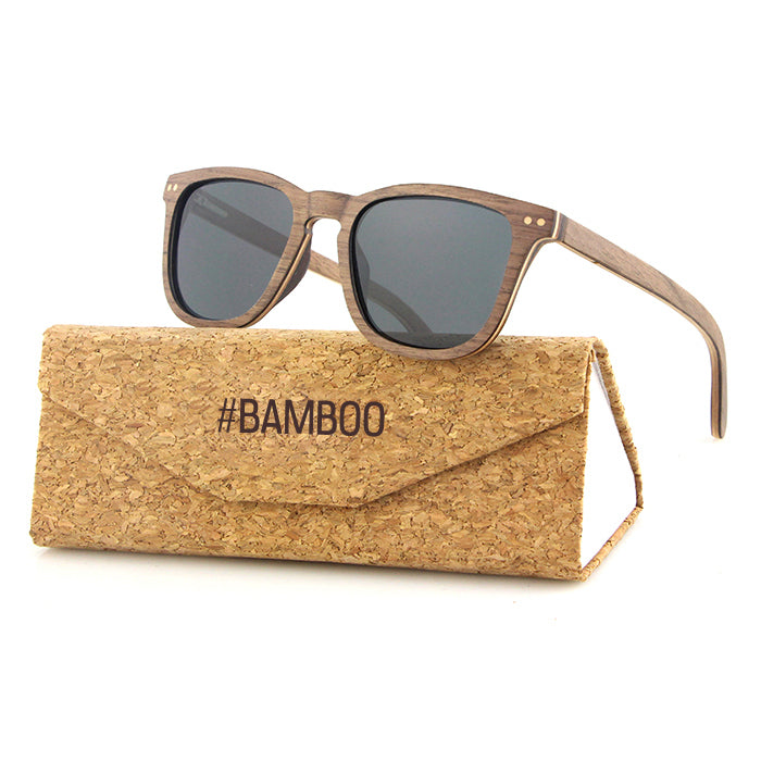 FLARE WALNUT GREY Wooden Sunglasses Polarised Lens - Hashtag Bamboo