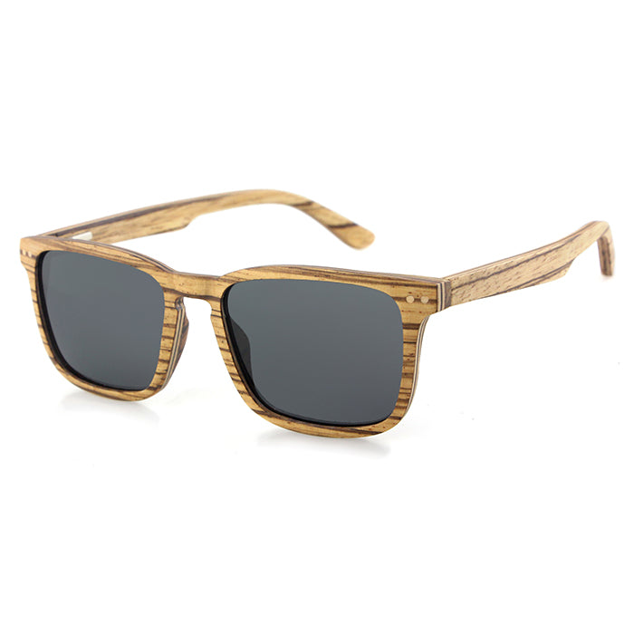FOXIE ZEBRA GREY Wooden Sunglasses Polarised Lens