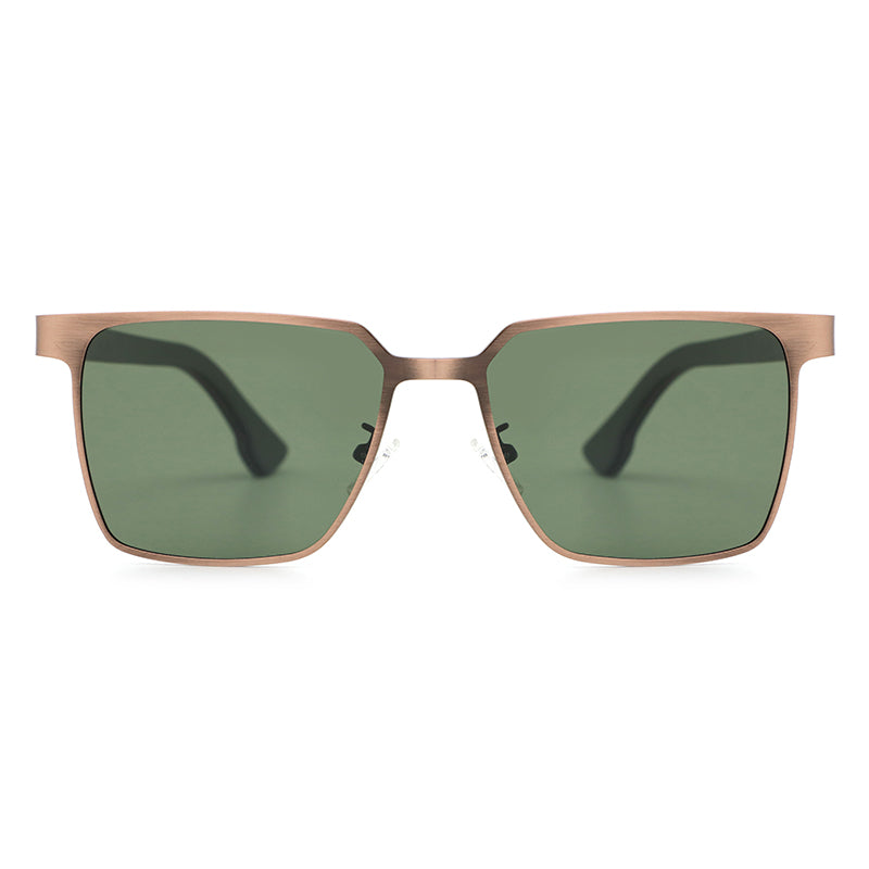 HARLOW BRONZE G15 Rectangle Sunglasses Polarized Lens Wooden Arms