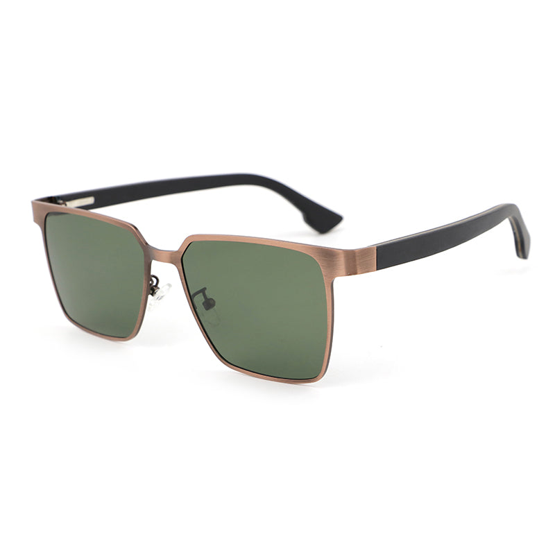 HARLOW BRONZE G15 Rectangle Sunglasses Polarized Lens Wooden Arms