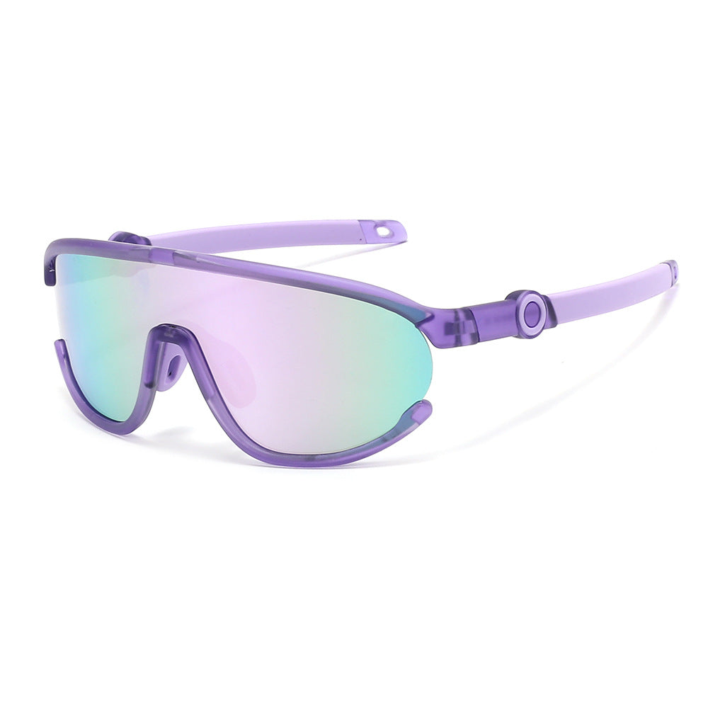 Children's Cycling Sports Sunglasses #Bamboo Kids - Purple Pink Mirror