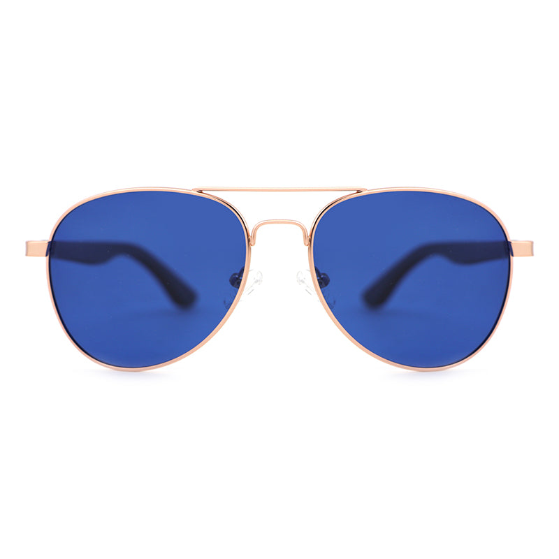 MAVERICK BLUE Aviator Sunglasses Polarised Lens Wooden Arms