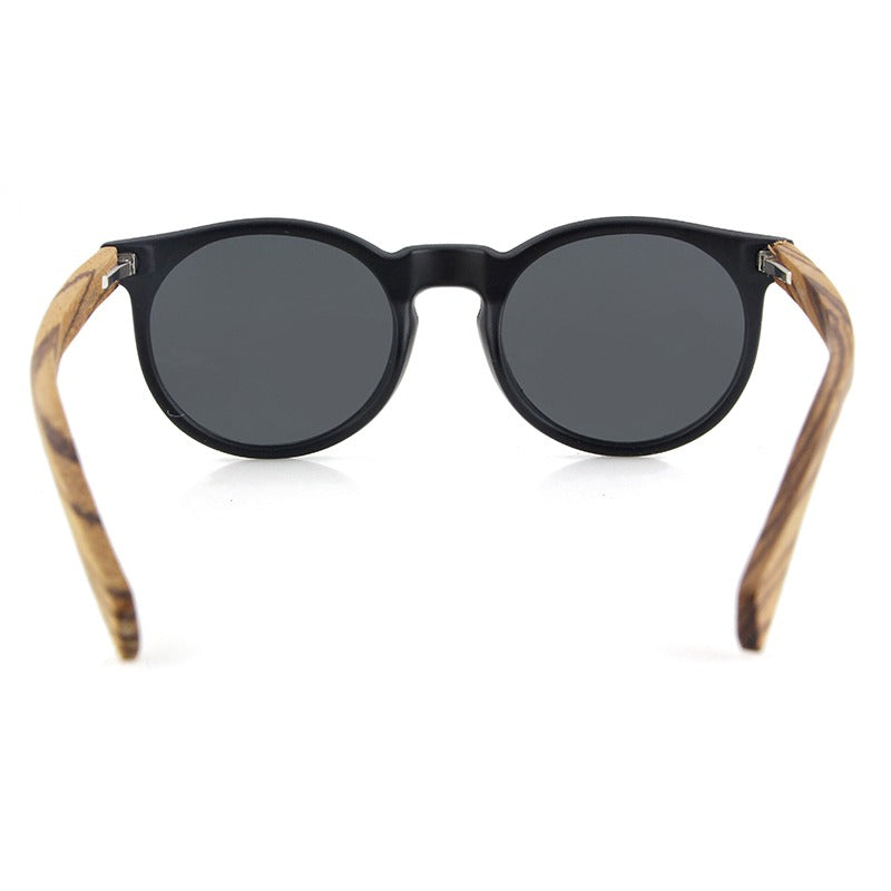 IVY EBONY Round Sunglasses Polarised Lens Wooden Arms