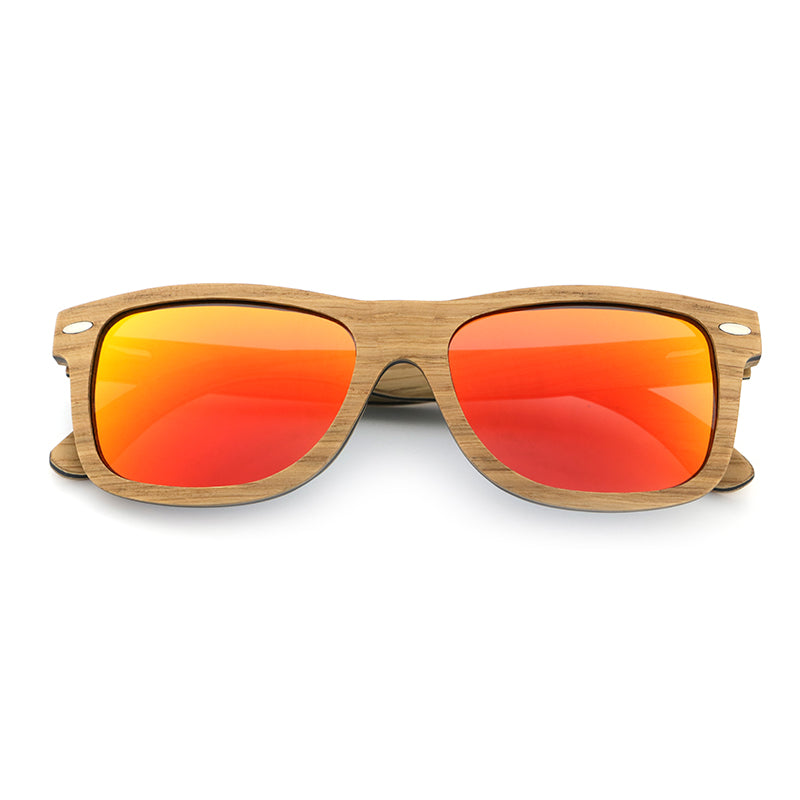 JACKMAN OAK ORANGE Mens Wooden Sunglasses Mirror Polarised Lens
