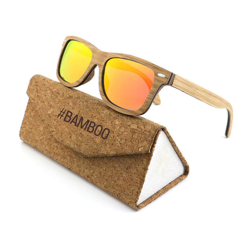 JACKMAN OAK ORANGE Mens Wooden Sunglasses Mirror Polarised Lens