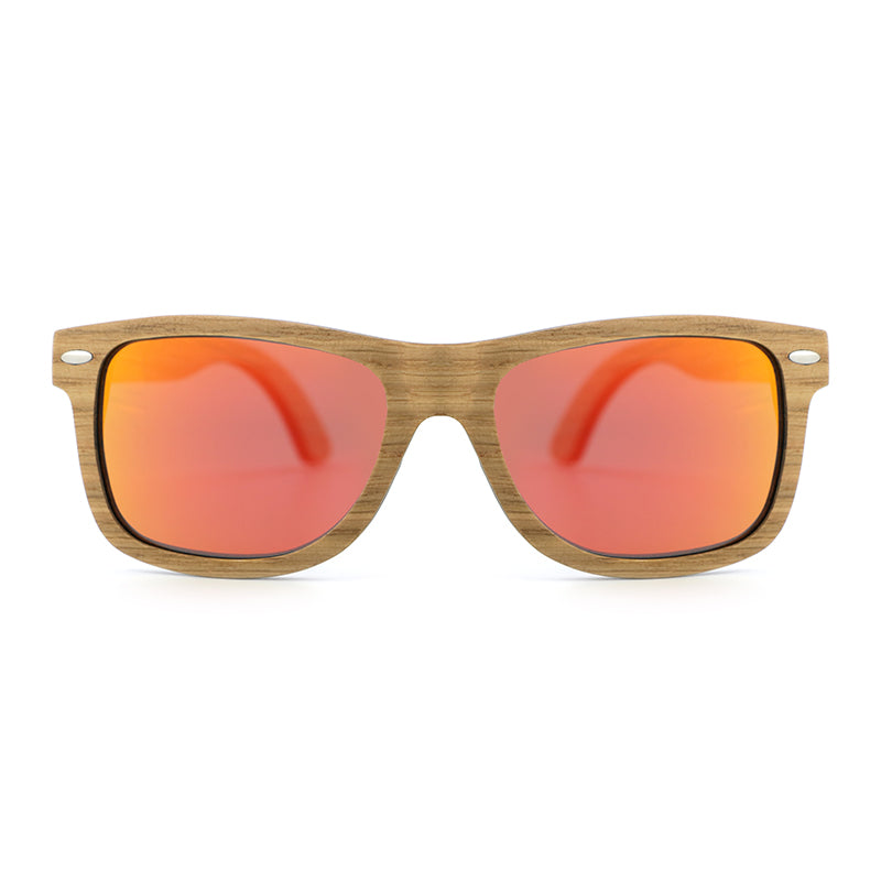 JACKMAN OAK ORANGE Mens Wooden Sunglasses Mirror Polarised Lens