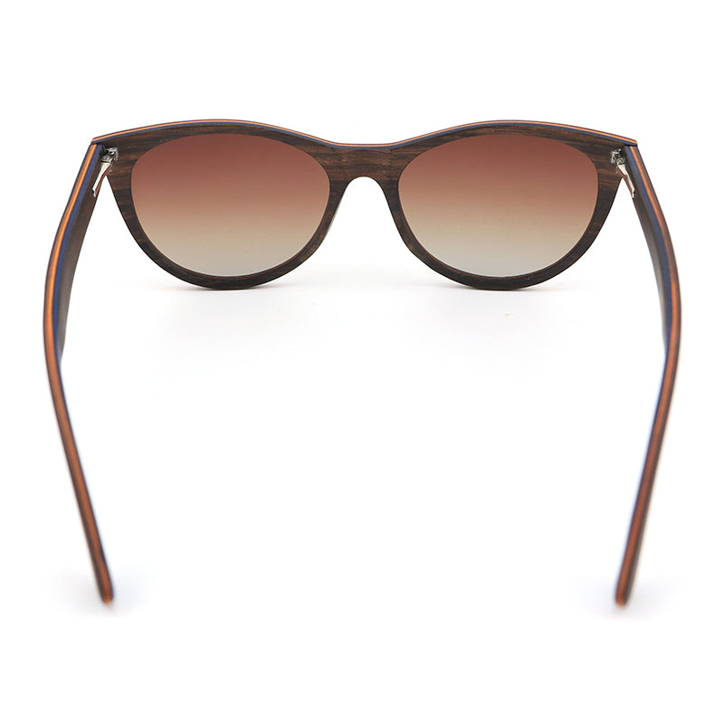 L'AMORE EBONY BROWN Ladies Wood Sunglasses Polarised Lens