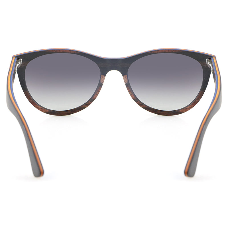 L'AMORE EBONY GREY Ladies Wood Sunglasses Polarised Lens