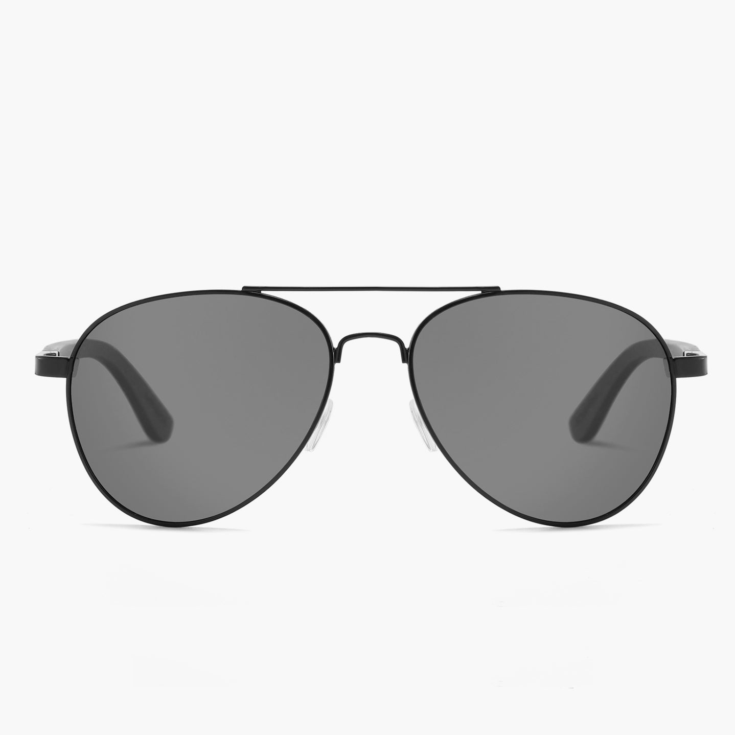 MAVERICK BLACK Aviator Sunglasses Polarised Mirror Lens Wooden Arms