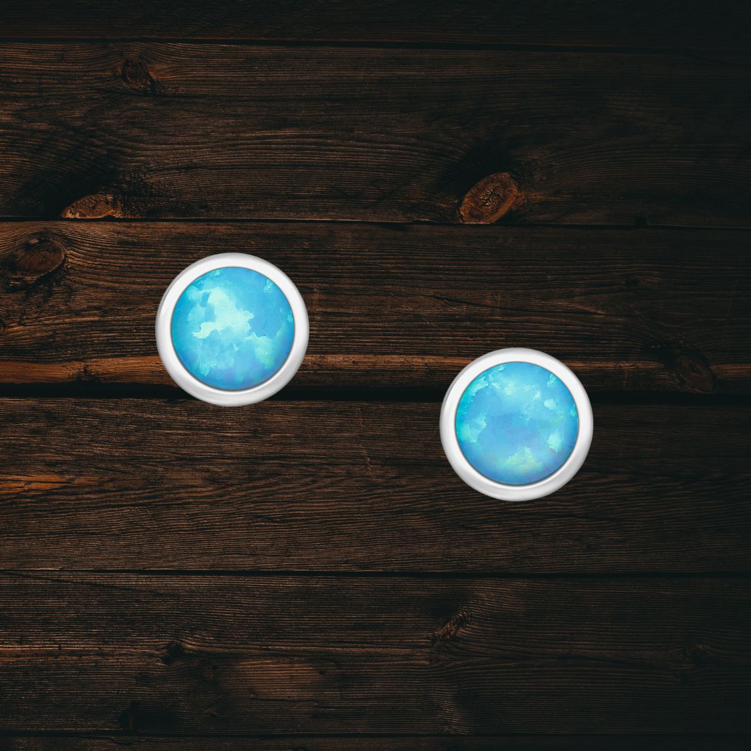 925 Sterling Silver Earrings with Opal - Light Sky Blue. Trust us, you'll want one in each colour. They are FAB!