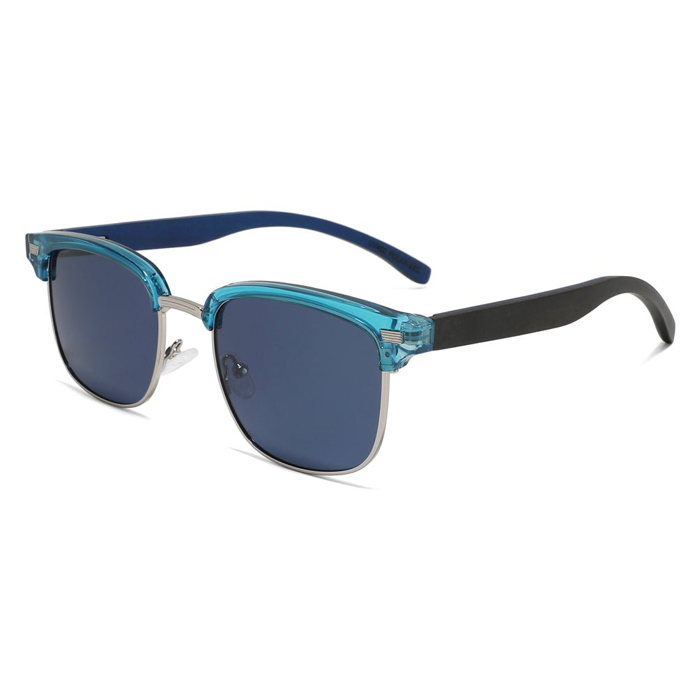 REMINGTON BLUE Clubmaster Sunglasses Polarized Lens Wooden Arms