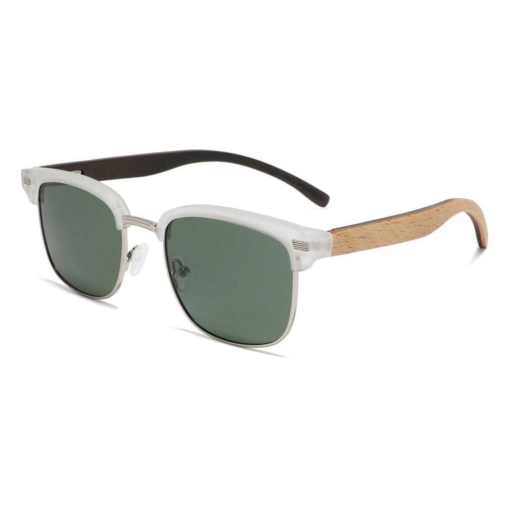 REMINGTON CLEAR Clubmaster Sunglasses Polarized Lens Wooden Arms