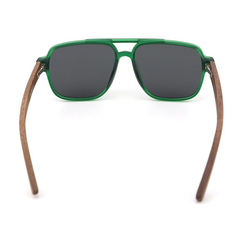 REMI GREEN Sunglasses Polarised Lens Wooden Arms