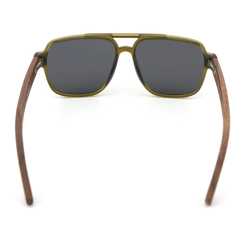 REMI KHAKI Sunglasses Polarised Lens Wooden Arms
