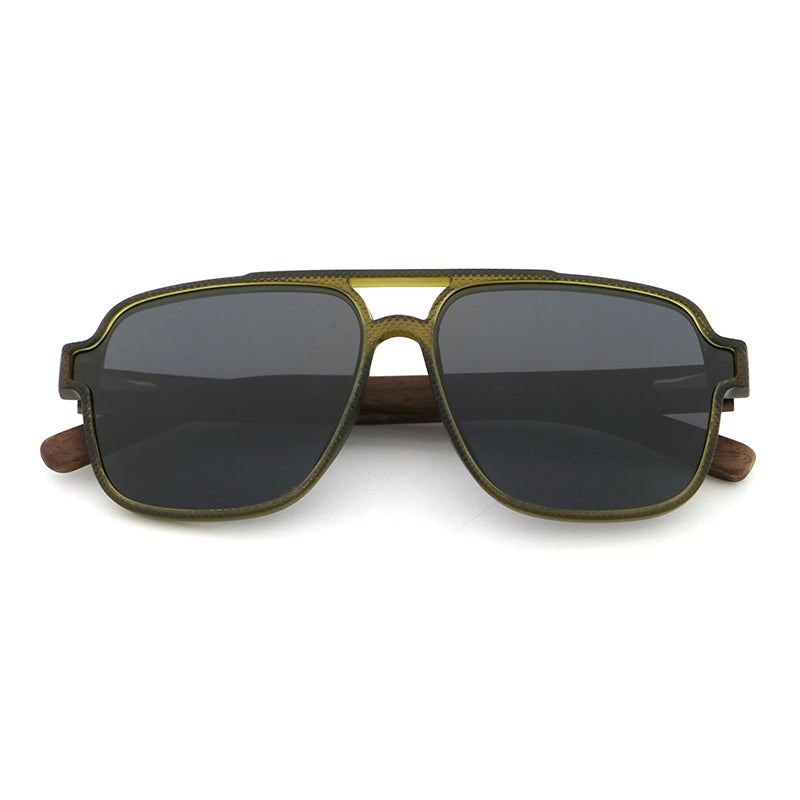 REMI KHAKI Sunglasses Polarised Lens Wooden Arms