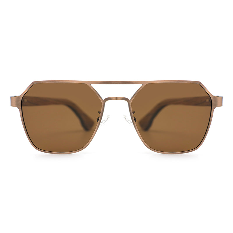 BRUNO BRONZE Geometric Aviator Sunglasses Polarized Lens