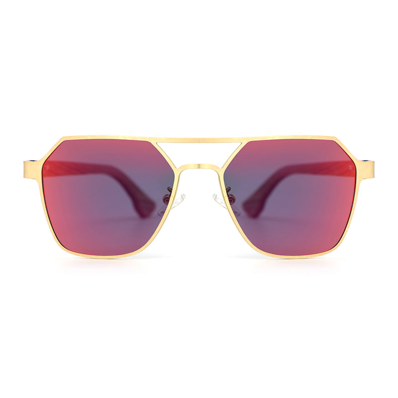 BRUNO RED MIRROR Geometric Aviator Sunglasses Polarized Lens