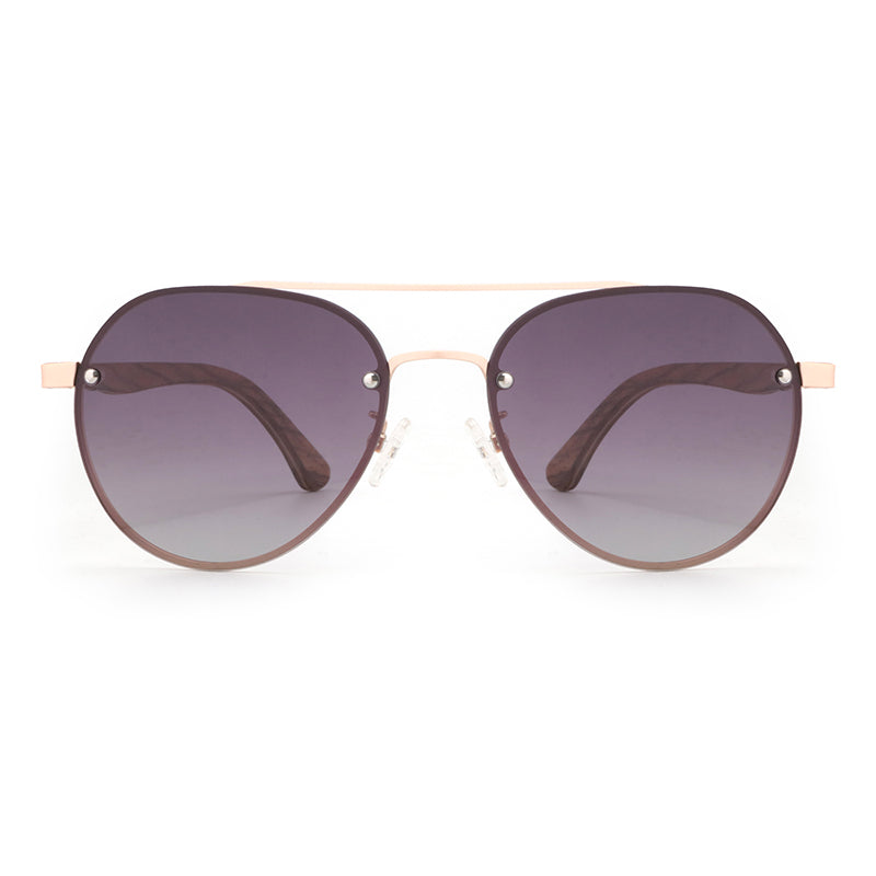 RADAR PURPLE Aviator Sunglasses Polarised Lens Wooden Arms