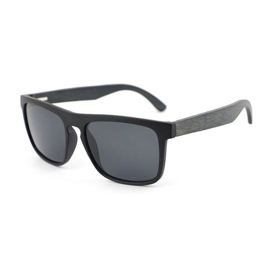 MANSHADY BLACK Men's Sunglasses Polarised Lens Wooden Arms