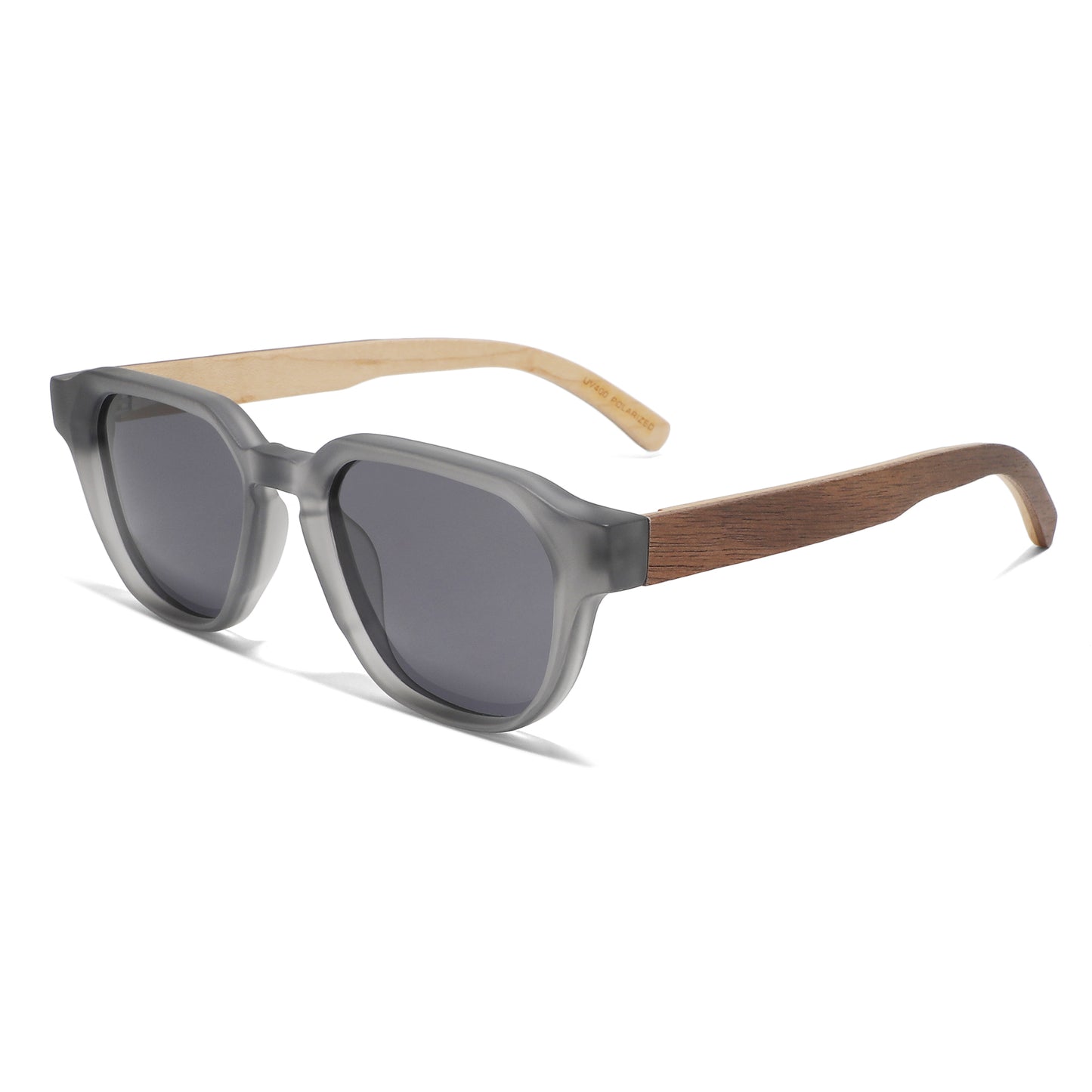 WICKS GREY Mega Edgy Sunglasses Polarized Lens Wooden Arms