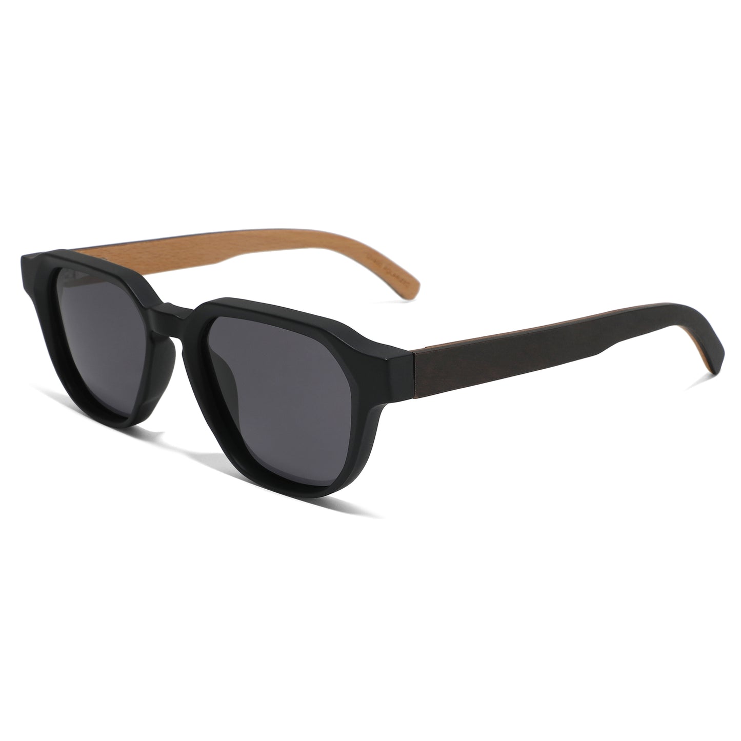 WICKS BLACK Mega Edgy Sunglasses Polarized Lens Wooden Arms