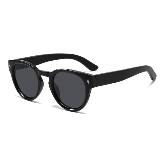 DEPP BLACK Round Edgy Sunglasses Polarized Lens Wooden Arms